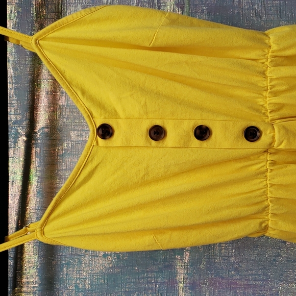 Spring yellow button front sleevless dress - Picture 3 of 3